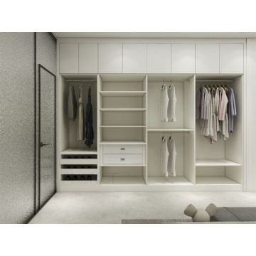 New Design Sliding Door Wooden White Simple Wardrobe